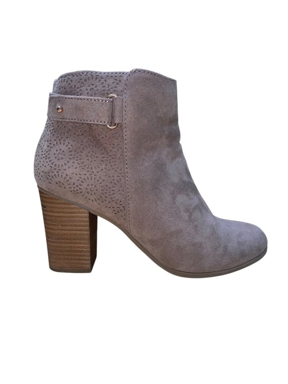 Lauren Conrad Women’s Taupe Faux Suede Block Heel Rose Hip Ankle Boots Size 8